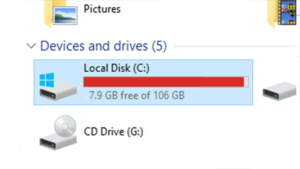 laptop out of disk space