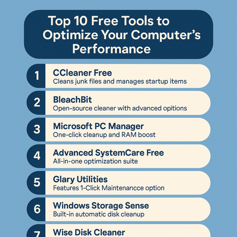 Top 10 Free Tools to Optimize Your Computer's Performance. - Online ...
