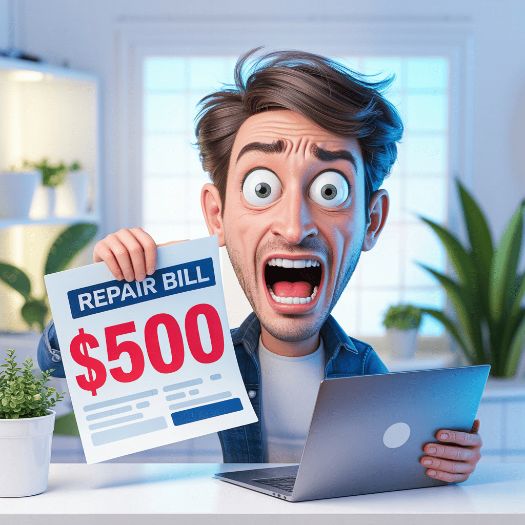 computer repair cost comparison showing expensive repair bill